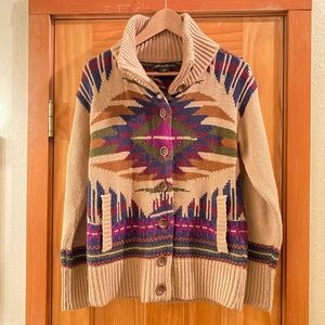 Eddie Bauer Button Up Sweater w/ Aztec Design